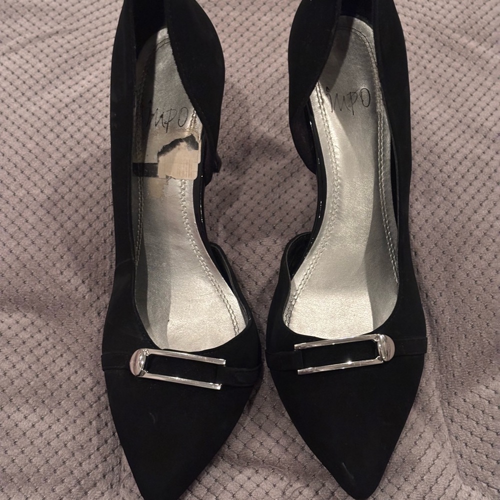 Black Women's Heels with silver buckle
